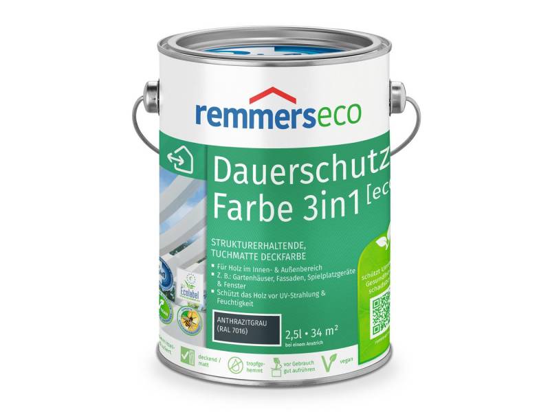 Remmers Ölfarbe Öl-Farbe [eco] anthrazitgrau (RAL 7016) 2,5 Liter von Remmers