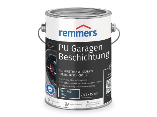 Remmers PU Garagenbeschichtung anthrazit, matt, 2,5 Liter, Beton- und Bodenfarbe, für Garagen, abriebfest und beständig gegen Weichmacher von Remmers