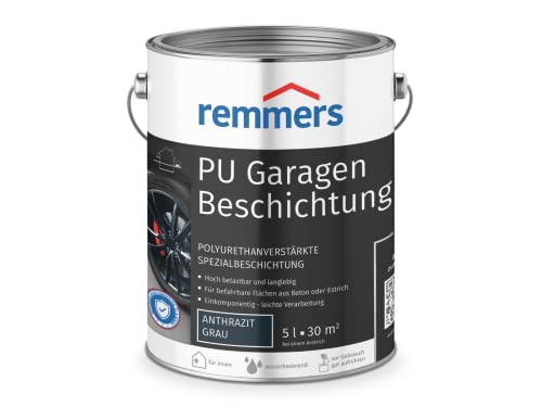 Remmers PU Garagenbeschichtung anthrazit, matt, 5 Liter, Beton- und Bodenfarbe, für Garagen, abriebfest und beständig gegen Weichmacher, 5.00 L von Remmers