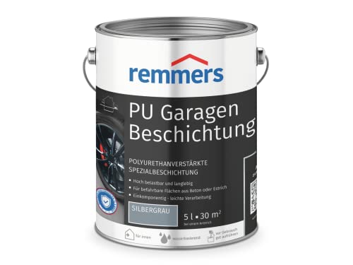 Remmers PU Garagenbeschichtung silbergrau, matt, 5 Liter, Beton- und Bodenfarbe, für Garagen, abriebfest und beständig gegen Weichmacher, 5.00 L von Remmers