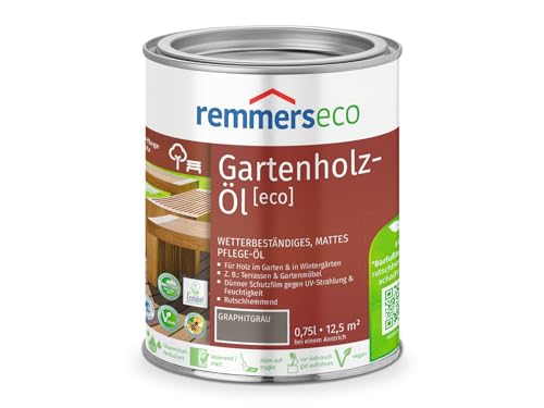 Remmers Patina-Öl [eco] graphitgrau, 0,75 Liter, nachhaltiges Holzöl grau, innen und außen, vegan, rutschhemmend, natürliche Grautöne für Holz von Remmers