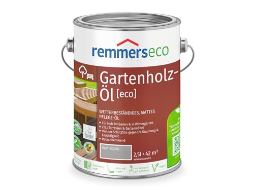 Remmers Patina-Öl [eco] platingrau, 2,5 Liter, nachhaltiges Holzöl grau, innen und außen, vegan, rutschhemmend, natürliche Grautöne für Holz von Remmers