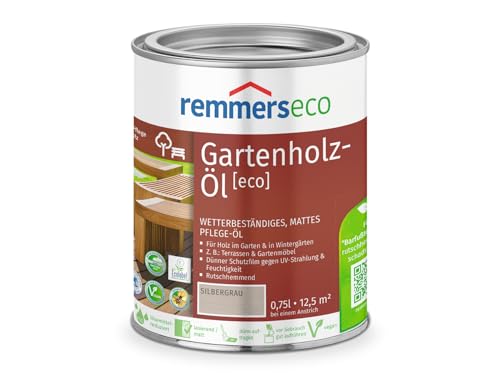 Remmers Patina-Öl [eco] silbergrau, 0,75 Liter, nachhaltiges Holzöl grau, innen und außen, vegan, rutschhemmend, natürliche Grautöne für Holz von Remmers