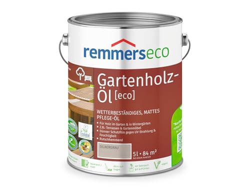 Remmers Patina-Öl [eco] silbergrau, 5 Liter, nachhaltiges Holzöl grau, innen und außen, vegan, rutschhemmend, natürliche Grautöne für Holz von Remmers