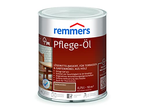 Remmers Pflege-Öl bangkirai, 0,75 Liter, Holzöl für Holz innen und außen, wasserabweisend, wetterfest, für Gartenmöbel und Holzterrassen geeignet von Remmers