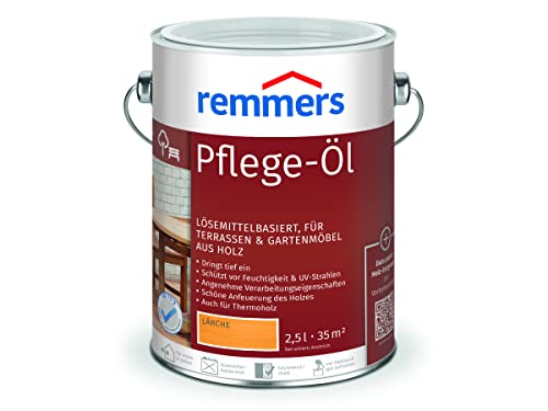 Remmers Pflege-Öl lärche, 2,5 Liter, Holzöl für Holz innen und außen, wasserabweisend, wetterfest, für Gartenmöbel und Holzterrassen geeignet Remmers Pflege-Öl lärche, 2,5 Liter, Holzöl für Holz innen und außen, wasserabweisend, wetterfest, für Gartenmöbel und Holzterrassen geeignet von Remmers