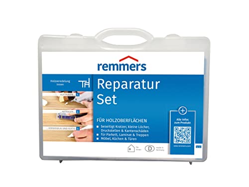 Remmers Reparatur-Set, Holz Reparaturset inklusive Hartwachs, Schmelzer inkl. Batterien, Baumwolltuch, Klarlack Pinsel-Stift von Remmers