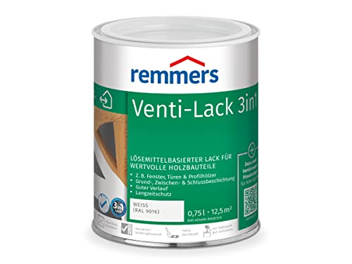 Remmers Venti-Lack 3in1 weiß (RAL 9016), 0,75 Liter, Alkydhardzlack für Holz innen und außen, 3 Beschichtungen in einem Produkt, hohe Deckkraft von Remmers