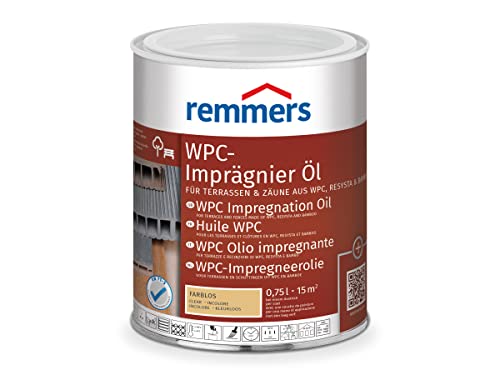 Remmers WPC-Imprägnier-Öl farblos, 0,75 Liter, lösemittelbasiertes WPC Öl für innen und außen, für Terrassen, Zäune oder Gartenmöbel aus WPC, Resysta und Bambus geeignet, WPC Öl für Terrassen von Remmers