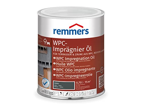 Remmers WPC-Imprägnier-Öl grau, 0,75 Liter, lösemittelbasiertes WPC Öl für innen und außen, für Terrassen, Zäune oder Gartenmöbel aus WPC, Resysta und Bambus geeignet, WPC Öl für Terrassen von Remmers
