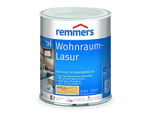 Remmers Wohnraum-Lasur farblos, 0,75 Liter, Holzlasur innen, für Möbel, Böden, Innentüren und Treppen geeignet, mit Abperleffekt von Remmers