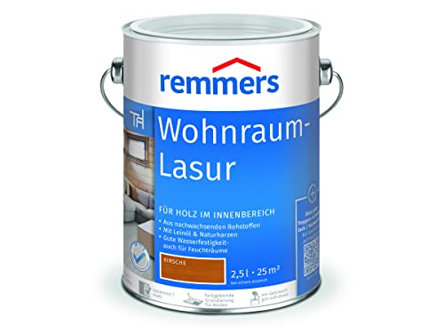 Remmers Wohnraum-Lasur kirsche, 2,5 Liter, Holzlasur innen, für Möbel, Böden, Innentüren und Treppen geeignet, mit Abperleffekt von Remmers