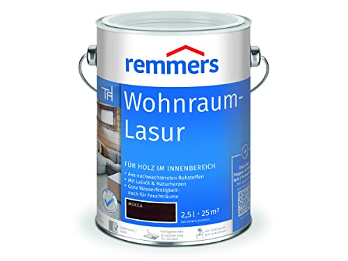 Remmers Wohnraum-Lasur mocca, 2,5 Liter, Holzlasur innen, für Möbel, Böden, Innentüren und Treppen geeignet, mit Abperleffekt von Remmers