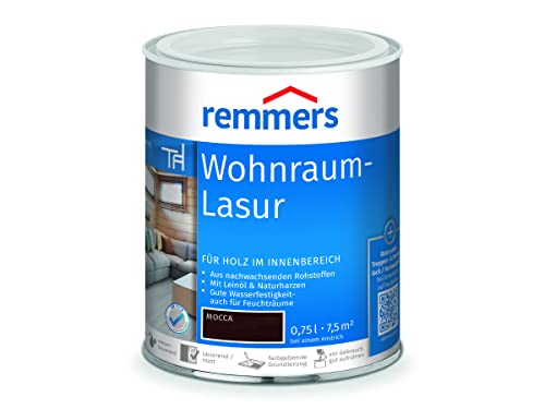 Remmers Wohnraum-Lasur mocca, 0,75 Liter, Holzlasur innen, für Möbel, Böden, Innentüren und Treppen geeignet, mit Abperleffekt von Remmers