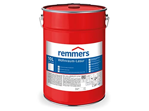 Remmers Wohnraum-Lasur weiß, 10 Liter, Holzlasur innen, für Möbel, Böden, Innentüren und Treppen geeignet, mit Abperleffekt von Remmers