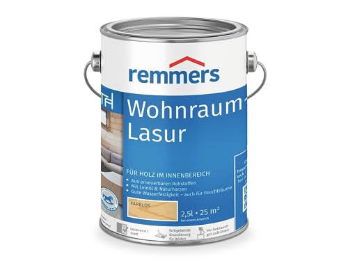 Remmers Spar-Set 2x Wohnraum-Lasur farblos, 2,5 Liter, Holzlasur innen, für Möbel, Böden, Innentüren und Treppen geeignet, mit Abperleffekt von Remmers