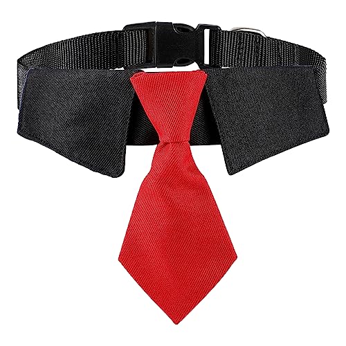 Remorui Pet Collar Wear-resistant Pet Dog Cosplay Necktie Ornament Photography Props Delicate Texture Red Black M von Remorui