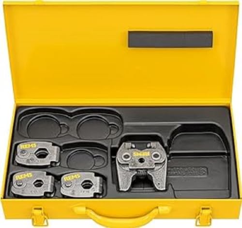 Rems Pressringe S Set (V 15+18+22 MINI Z8, mit Zwischenzange, Stufenlos schwenkbar, im Stahlblechkasten) 574612 R von Rems