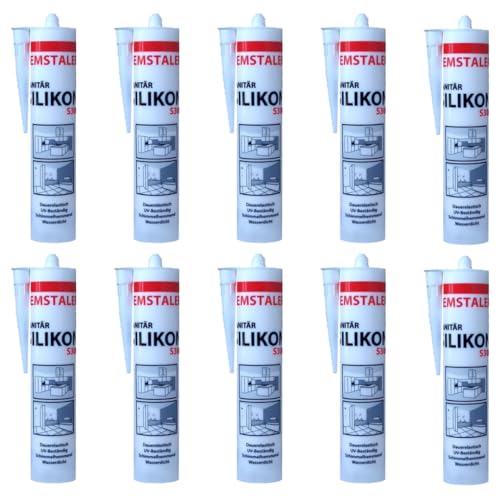 10x Remstaler SANITÄR SILIKON 300ml | Wasserdicht | für Innen- und Außenbereich | weiß und transparent (weiß) von Remstaler Befestigungstechnik