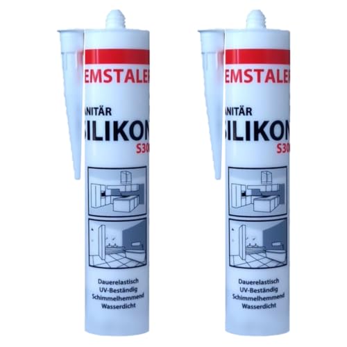 2x Remstaler SANITÄR SILIKON 300ml | Wasserdicht | für Innen- und Außenbereich | weiß und transparent (weiß) von Remstaler Befestigungstechnik