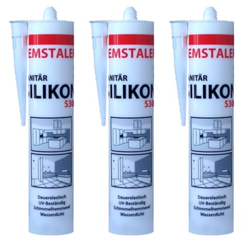 3x Remstaler SANITÄR SILIKON 300ml | Wasserdicht | für Innen- und Außenbereich | weiß und transparent (weiß) von Remstaler Befestigungstechnik