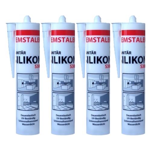 4x Remstaler SANITÄR SILIKON 300ml | Wasserdicht | für Innen- und Außenbereich | weiß und transparent (transparent) von Remstaler Befestigungstechnik