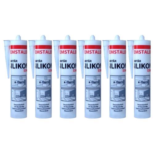 6x Remstaler SANITÄR SILIKON 300ml | Wasserdicht | für Innen- und Außenbereich | weiß und transparent (weiß) von Remstaler Befestigungstechnik