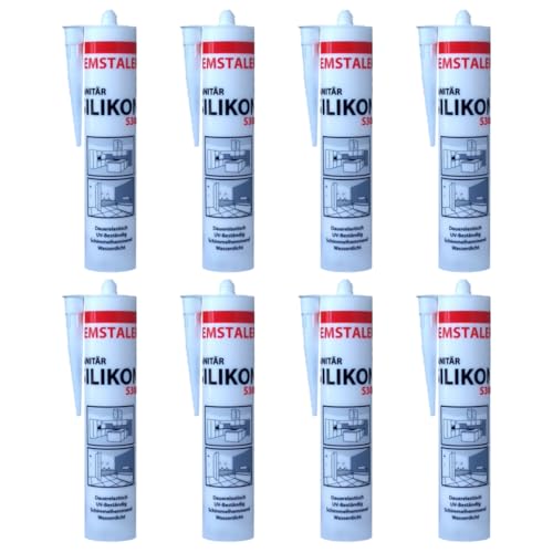 8x Remstaler SANITÄR SILIKON 300ml | Wasserdicht | für Innen- und Außenbereich | weiß und transparent (transparent) von Remstaler Befestigungstechnik