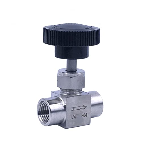1 Stück Durchflussregelventil aus Edelstahl, 1/8 Zoll, 1/4 Zoll, 3/8 Zoll, 1/2 Zoll Innengewinde, Kugelventil zur Wasserhahnsteuerung(3/8 Inch black Handle) von RenCehn