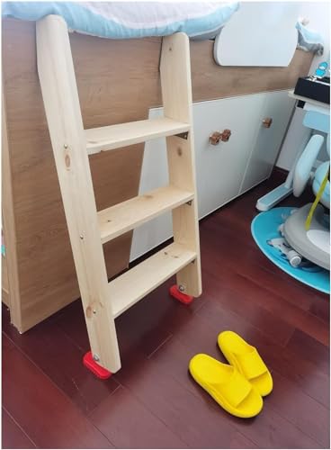 1 Stück Hochleistungs-Hochbettleiter aus Holz mit Haken und Fußkappen – extra breite Pedale, rutschfeste Vorrichtung for Etagenbetten und Wohnmobile(3 Steps 100cm) von RenCehn