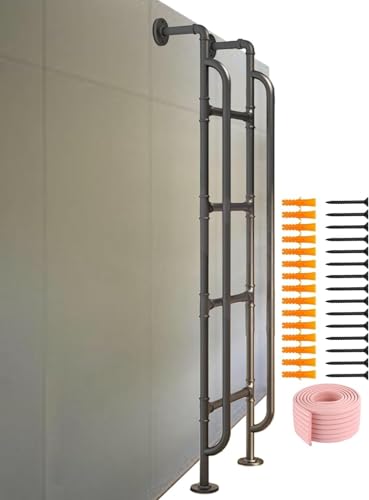 1 Stück Hochleistungsleiter for Etagenbetten aus Metall mit Handläufen – anpassbare Hochbettleiter for den Innenbereich for Schlafsäle und Wohnmobile(Black,143cm) von RenCehn