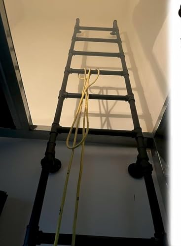 1 Stück Not-Feuerleiter for Fensterschacht – Hochleistungsleiter aus Schmiedeeisen for Etagenbetten, anpassbare Größe, 150 kg Tragkraft(Black,195cm) von RenCehn