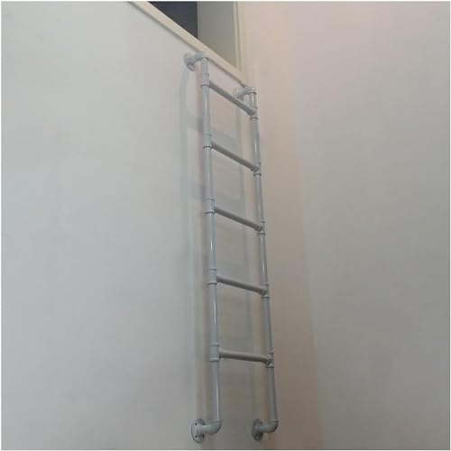 1 Stück Not-Feuerleiter for Fensterschacht – Hochleistungsleiter aus Schmiedeeisen for Etagenbetten, anpassbare Größe, 150 kg Tragkraft(White,210cm) von RenCehn