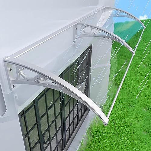 1 Stück gebogenes Türfenster-Markisendach – Premium-Regenschutz aus Polycarbonat for Schutz der Vorder- und Hintertür(60x410cm) von RenCehn