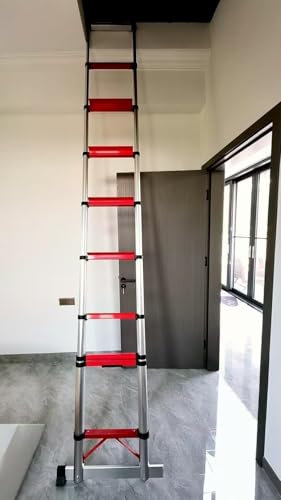 1 Stück multifunktionale Teleskopleiter for Dachboden, Keller und Fensterschachtausstieg – einstellbare Höhe, sicherer Verriegelungsmechanismus(3.8m) von RenCehn