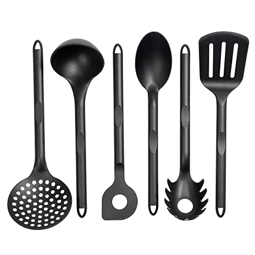 rena germany® - Küchenhelfer Set - 6 Stück Kochutensilien Kochgeschirr - Hitzebeständiger Kochbesteck Set - Spülmaschinengeeignet - Made in Germany mit 5 Jahren Garantie (Schwarz) von rena germany