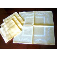 Damast Servietten Für Tischdecke Ersatz-Set Vintage 4 Gelb Wellen von RenaissanceProfessor