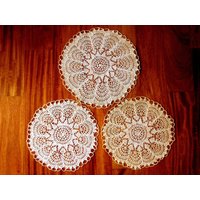 Doily Läufer Schal Set Baumwolle Gehäkelt Ecru Italienisch Seidig Filet 3 von RenaissanceProfessor