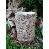 Handgetöpferte Windlichter Mit Gräserdruck von RenatesKeramikShop