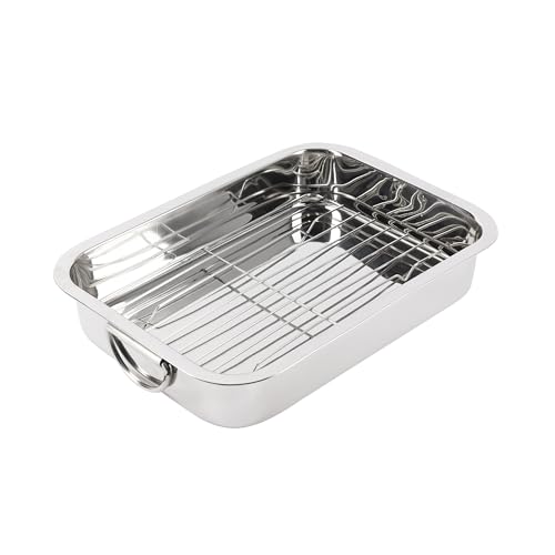 RB RENBERG Backform mit rechteckigem Grill – Edelstahl – Maximale Antihaftbeschichtung – Größe 37 x 26,5 x 6,3 cm – Ideal für Lasagne, Aufläufe, Kuchen und mehr von RB RENBERG