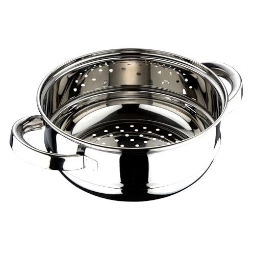RB Renberg Steam Chef - Edelstahl -Dampftopf - 24 cm - helles Finish - Silberhohlgriff - geeignet für die Induktion und alle Arten von Bränden geeignet von RB RENBERG