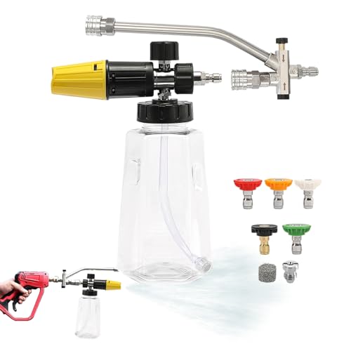 Renchey Autowasch Schaumlanze | Schaumlanze Für Hochdruckreiniger | Mit 5 Düsen Ergonomische Seifenspender 1000ml Für Auto Haus Hof Garten von Renchey