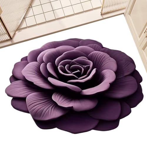 Renchey Badezimmer Saugfähige Fußmatte, Wasserabsorbierende Bodenmatte, Schnelltrocknend Waschbar 40x40cm Schöne Fußmatte Mit Blumenmuster von Renchey