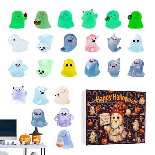 Renchey Countdown Kalender, Halloween Countdown Kalender Mit Figuren, Deko Figuren Für Baum Tisch Wohnzimmer Fenster Büro Party Festtag Kinder von Renchey