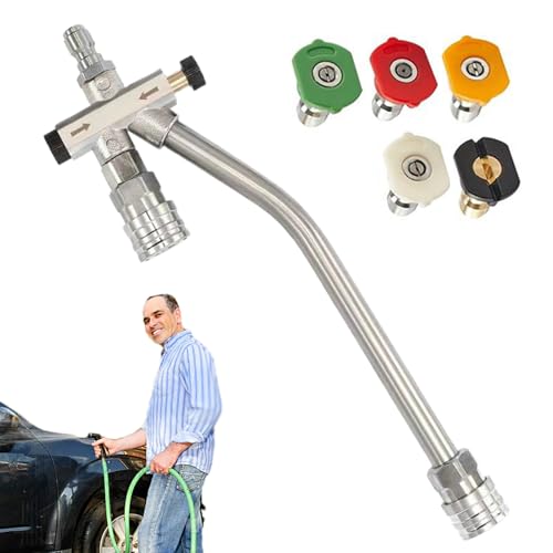 Renchey Druckreiniger Doppelanschluss | 6mm Doppelaufsatz Für Schaumlanze - mit 5 Düsen Einstellbare Modi Robust Ergonomisch Schnellkupplung für Autowäsche Industrie von Renchey