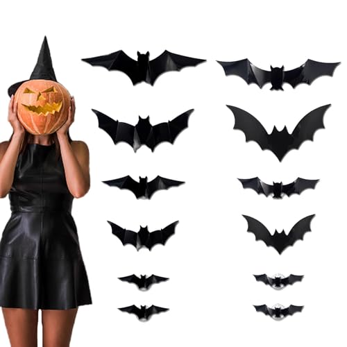Renchey Halloween 3D Beleuchtete Fledermäuse - Beleuchtetes 3D Design LED Deko - 12 Stücke Wandsticker Deko für Innen Außen Wohnheim Schlafzimmer Büro Party Terrasse Renchey Halloween 3D Beleuchtete Fledermäuse - Beleuchtetes 3D Design LED Deko - 12 Stücke Wandsticker Deko für Innen Außen Wohnheim Schlafzimmer Büro Party Terrasse von Renchey
