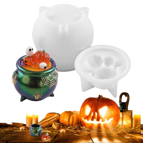 Renchey Halloween Gussform, Kesselform Zur Aufbewahrung Halloween Silikonform, Vielseitige Bastelprojekt Wiederverwendbare Form Für Anfänger Kinder Erwachsene von Renchey