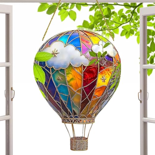 Renchey Heißluftballon, Buntes Heißluftballon Laternen Deko, Wetterfeste Zierde Für Garten Terrasse Und Außenbereich von Renchey
