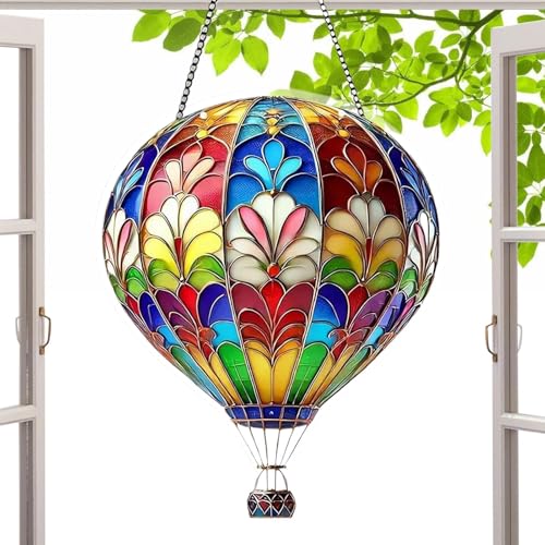 Renchey Heißluftballon Dekoration,Buntes Heißluftballon Laternen Deko | Wetterfeste Zierde Für Garten Terrasse Und Außenbereich von Renchey