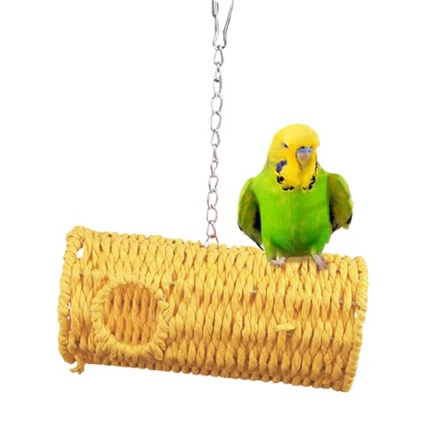Renchey Vogelschaukel - Vogel- und Papageienzelt - Geflochtener Käfig Lebensraum Spielzeug Aufhängbarer Tunnel für Papageien Nymphensittich Sittich Fink Hamster Kolibri Draußen für Spiel und Erkundung von Renchey
